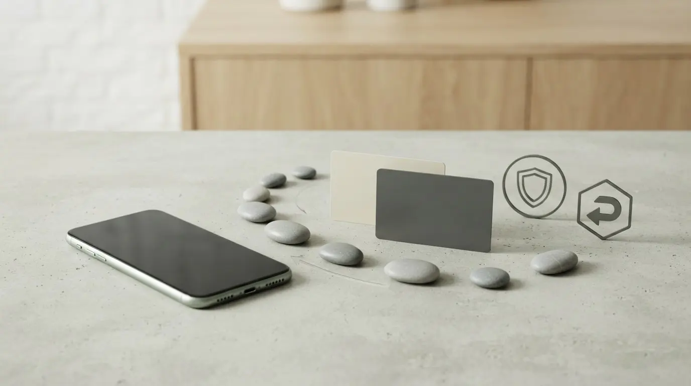 Illustration af danske betalingsvalg med mobiltelefon, kort og digital pung